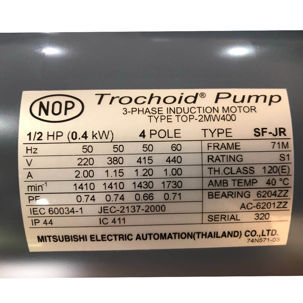 TOP-2MW400-206HBM นิปปอนโทรคอยด์ปั๊ม พร้อมมอเตอร์ 400W_05