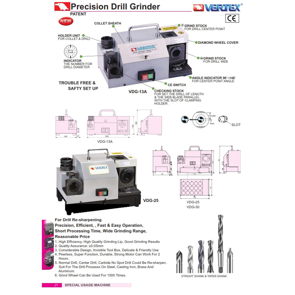VERTEX VDG13A Precision Drill Grinder Ø2.0Ø13 MM fnengineering