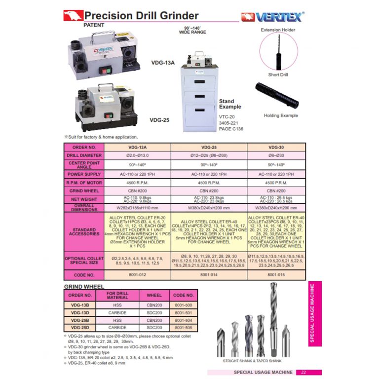 VERTEX VDG13A Precision Drill Grinder Ø2.0Ø13 MM fnengineering