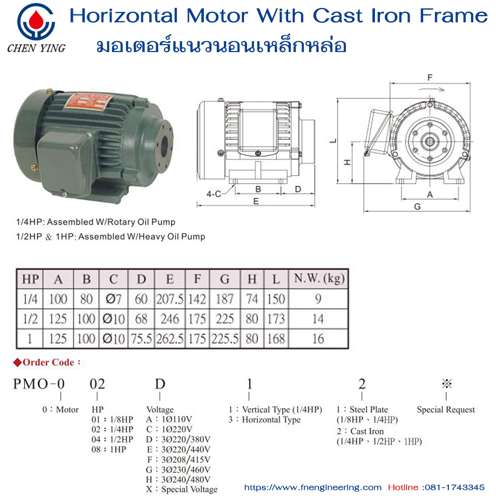 PMO-0-04 มอเตอร์แนวนอนเหล็กหล่อ