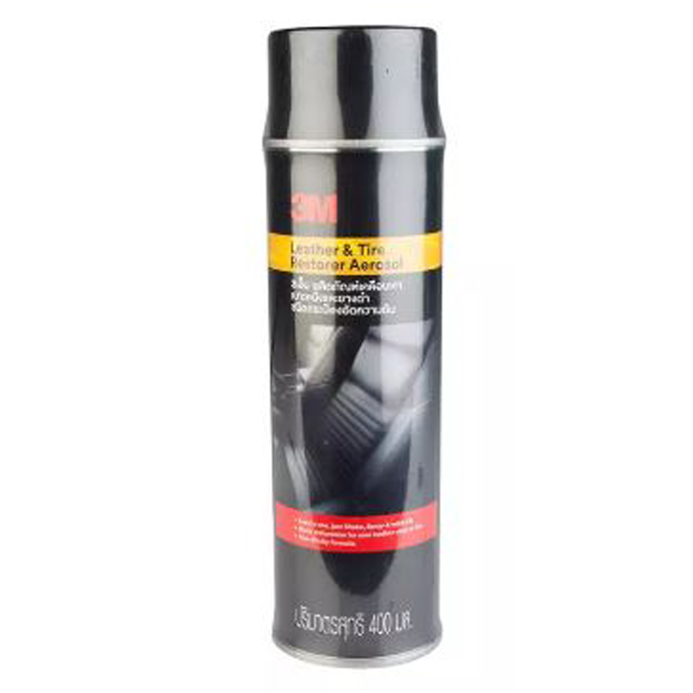 สเปรย์เคลือบเงาเบาะหนัง และ ยางดำ 3M Leather & Tire Restorer Aerosol ขนาด 400 มล