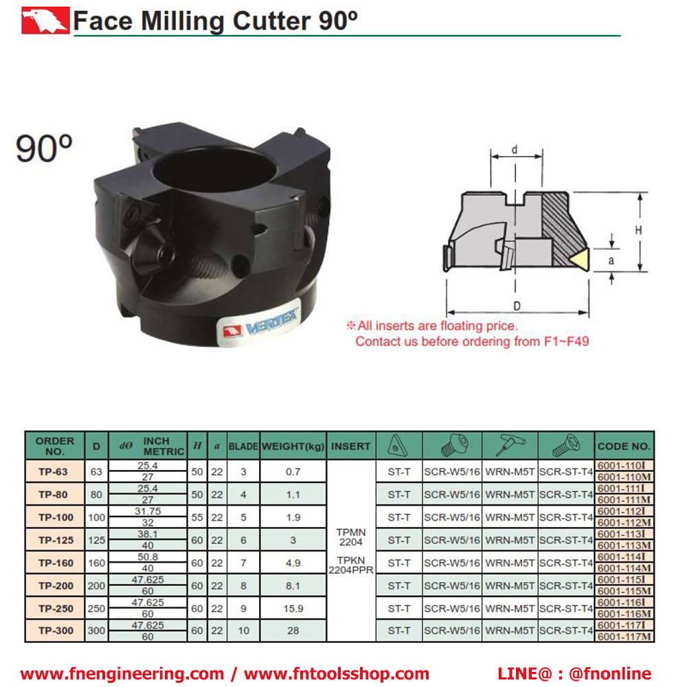 TP-63 Face Milling Cutter 90º