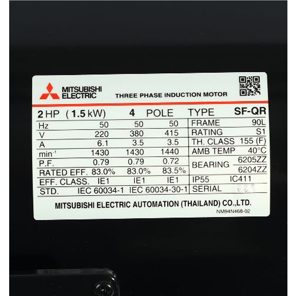 SF-QR-2HP MITSUBISHI มอเตอร์ กำลัง 2 แรงม้า_03