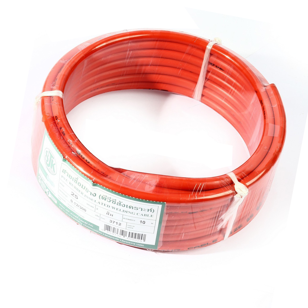 SJK สายเชื่อม สีส้ม ขนาด 25 SQ.MM ขนาดทองแดง 0.12 มม. ทองแดง 300 เส้น
