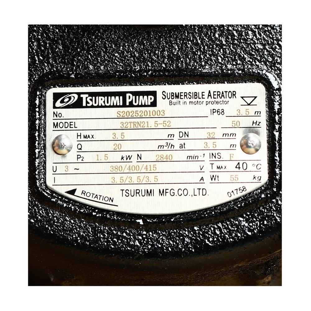TSURUMI 32-TRN-21-5 เติมอากาศแบบจุ่มบำบัดน้ำเสีย 2HP380V ท่อ 32 มิล_1