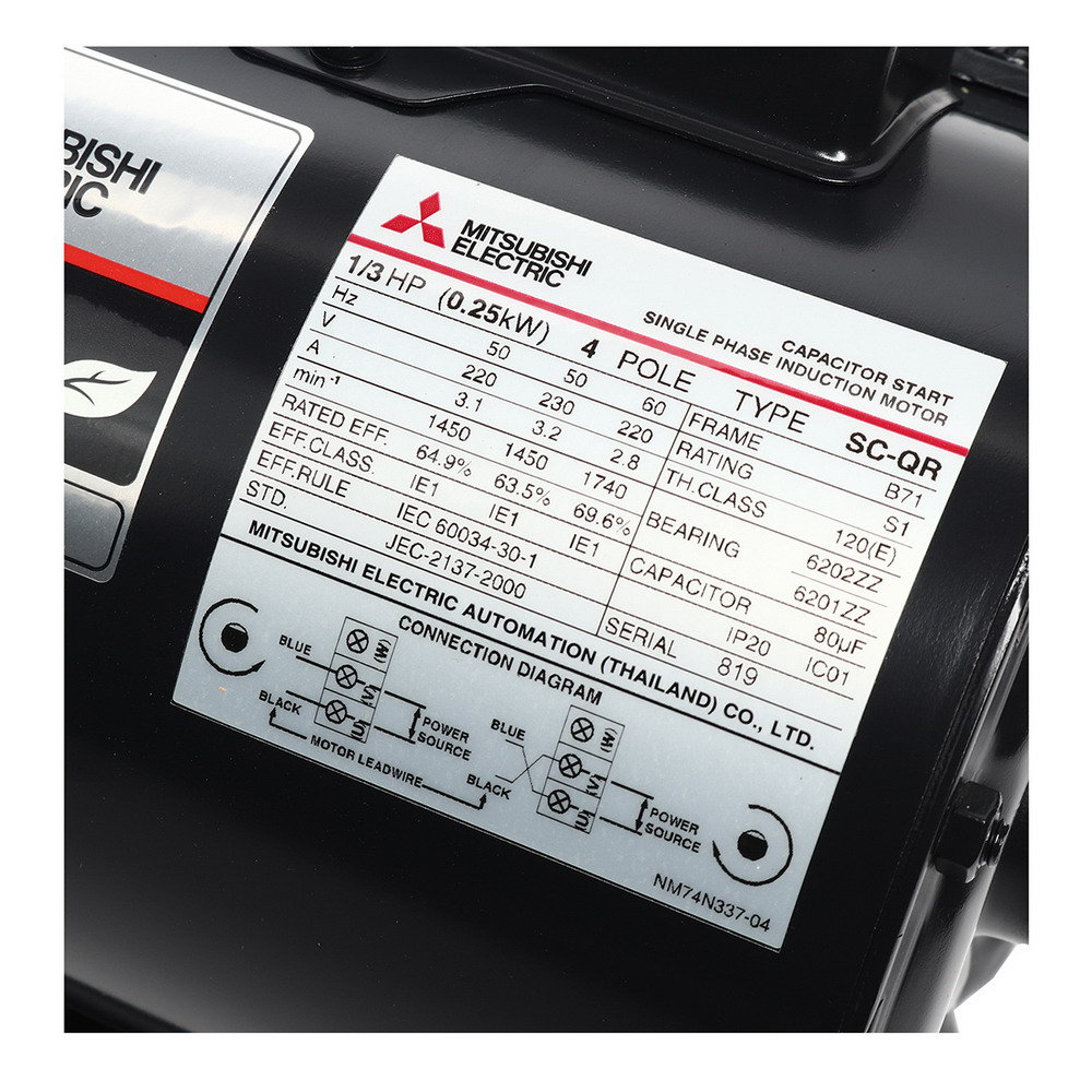 MITSUBISHI SC-QR-1-3HP มอเตอร์ขาตั้ง 1-3HP 4Pole 220V IP20