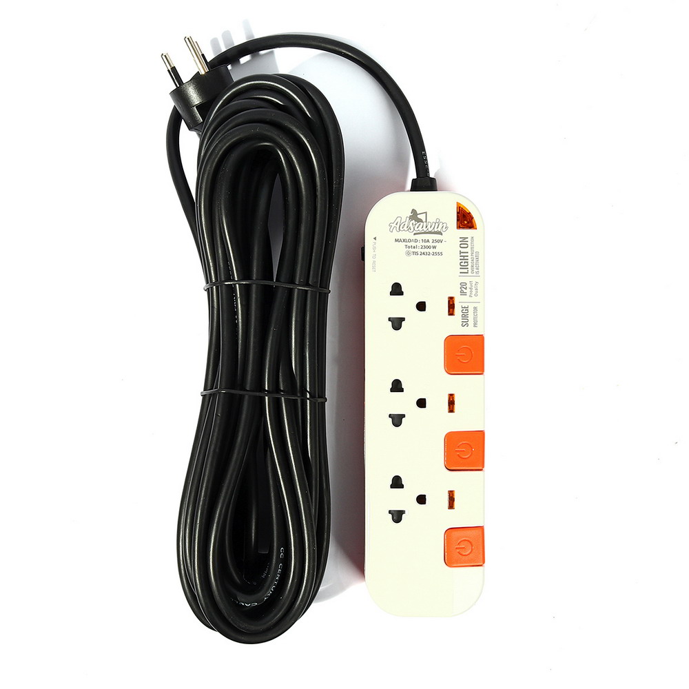 ADSAWIN WL3375-5M ปลั๊กไฟ 3 ช่องเสียบ 3 สวิตซ์ปิด-เปิด 10Aสายไฟ 5M_4