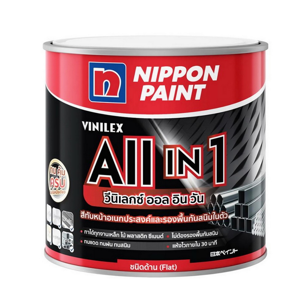 F914 สีทับหน้าและรองพื้นกันสนิม VINILEX ALL IN 1 3 ลิตร สีดำ _4