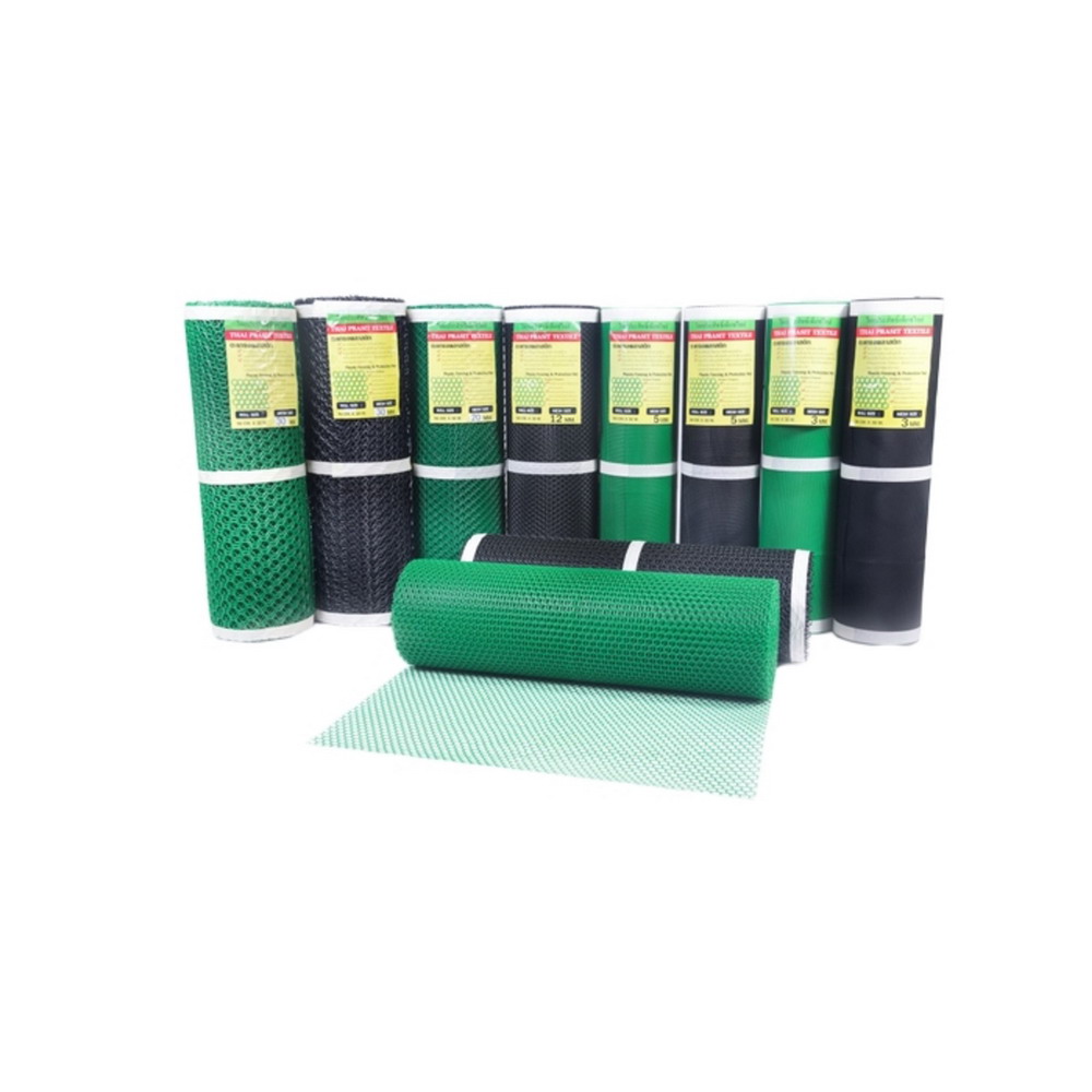 THAI PRASIT ตาข่ายพลาสติก สีเขียว ขนาดตา 9MM ขนาด 0-9X30 M ชนิด 6 เหลี่ยม_1