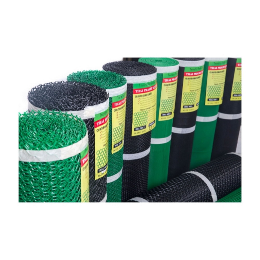 THAI PRASIT ตาข่ายพลาสติก สีเขียว ขนาดตา 9MM ขนาด 0-9X30 M ชนิด 6 เหลี่ยม_2