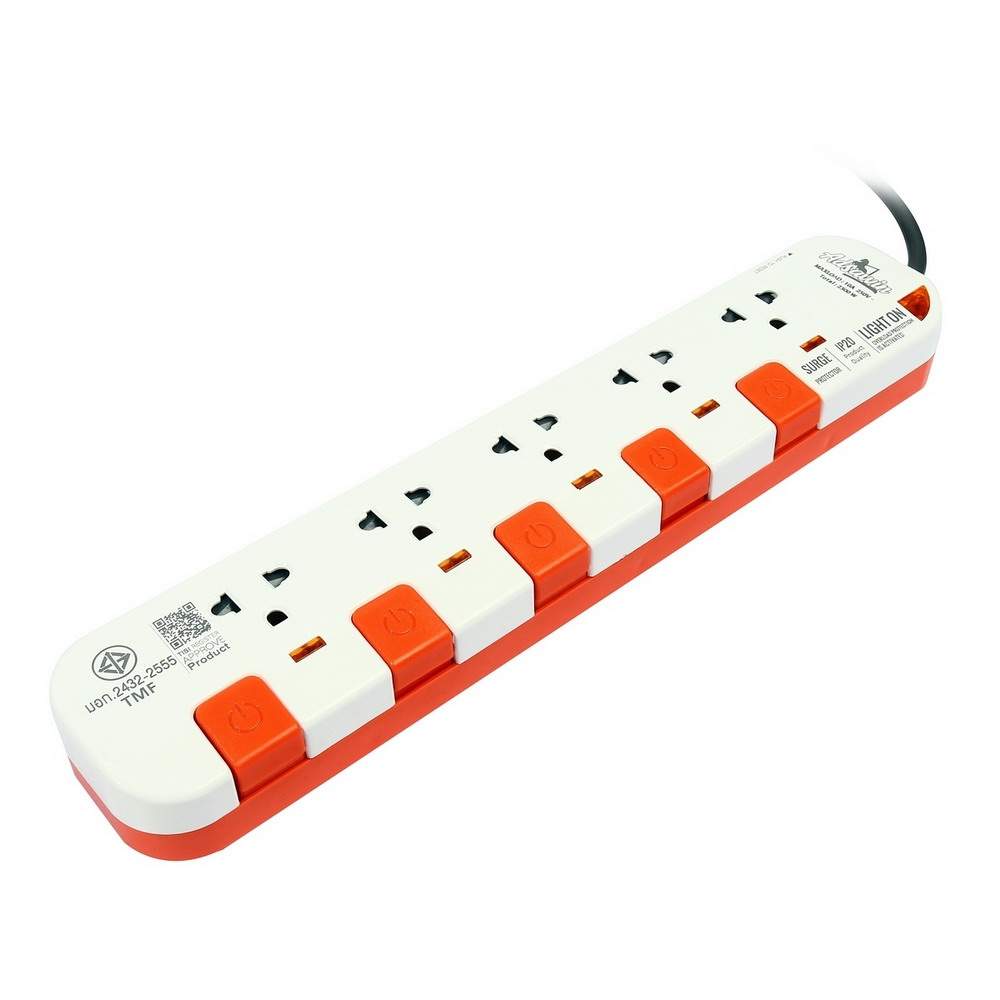 WL5375-10M ปลั๊กไฟ 5 ช่องเสียบ 5 สวิตซ์ปิด-เปิด 10A_1