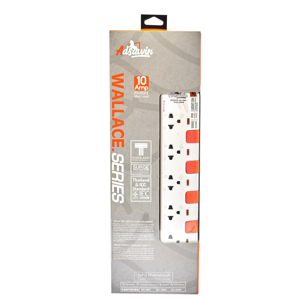 WL5375-10M ปลั๊กไฟ 5 ช่องเสียบ 5 สวิตซ์ปิด-เปิด 10A_2