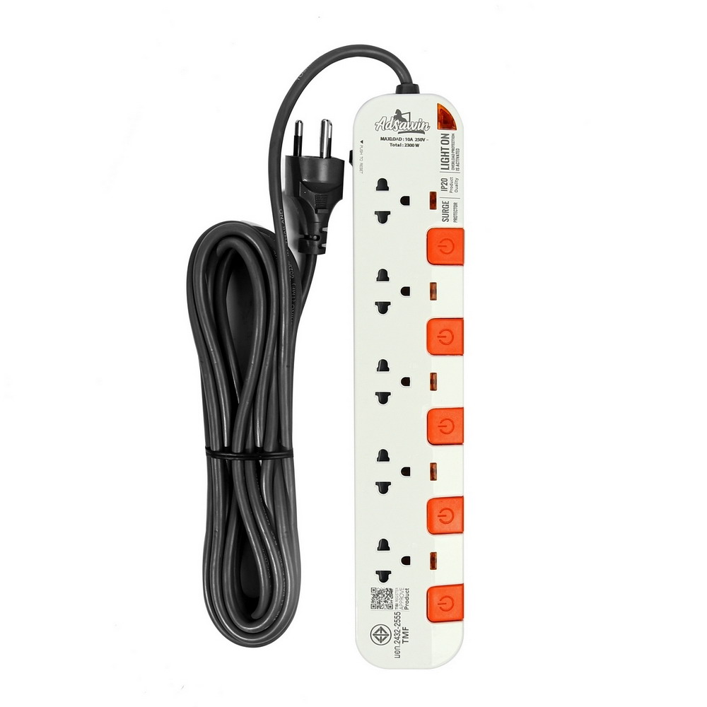 WL5375-10M ปลั๊กไฟ 5 ช่องเสียบ 5 สวิตซ์ปิด-เปิด 10A_4