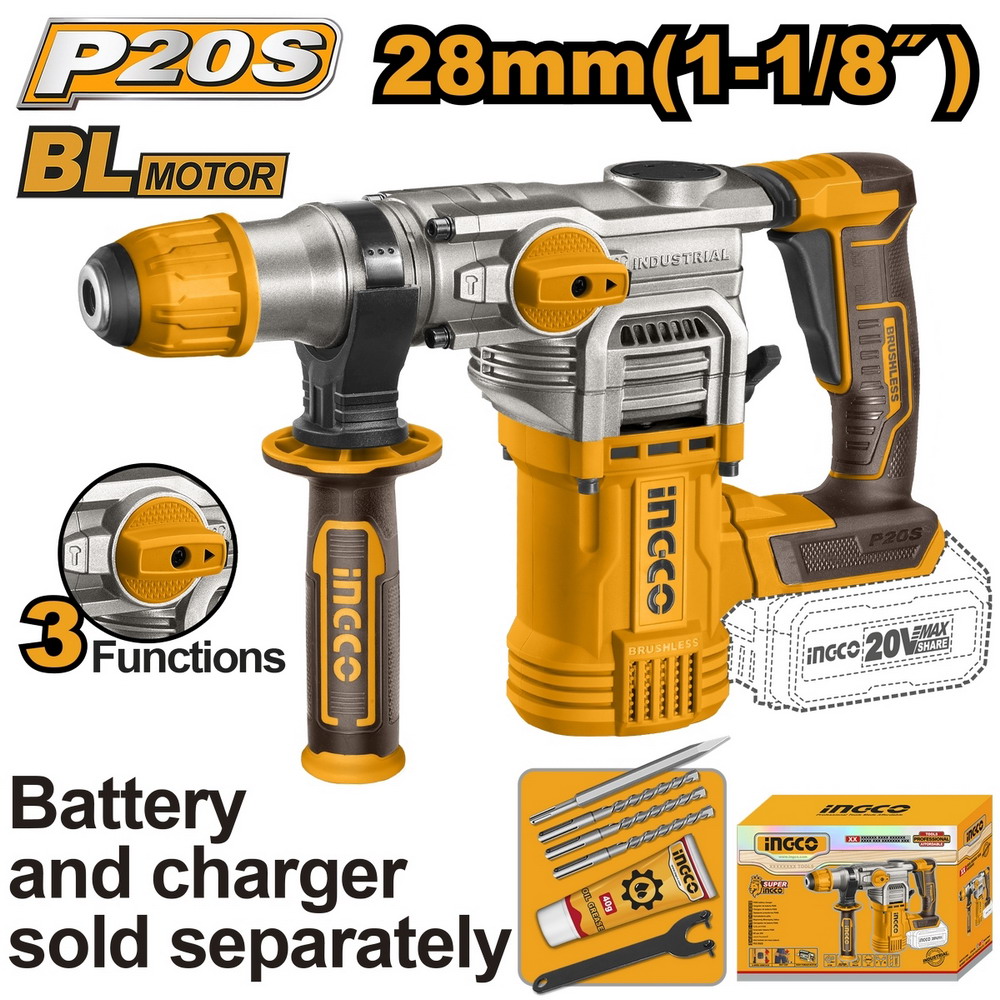 INGCO CRHLI20288 สว่านโรตารี่ไร้สาย 20V ขนาด 28MM