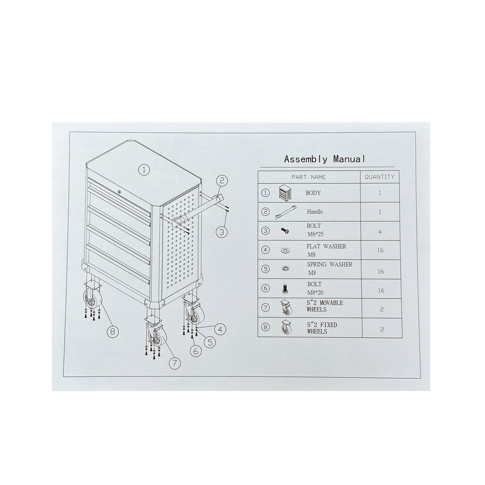 POLO ตู้เปล่าใส่เครื่องมือ 7 ลิ้นชัก ขนาด 706X451X844 มม_5