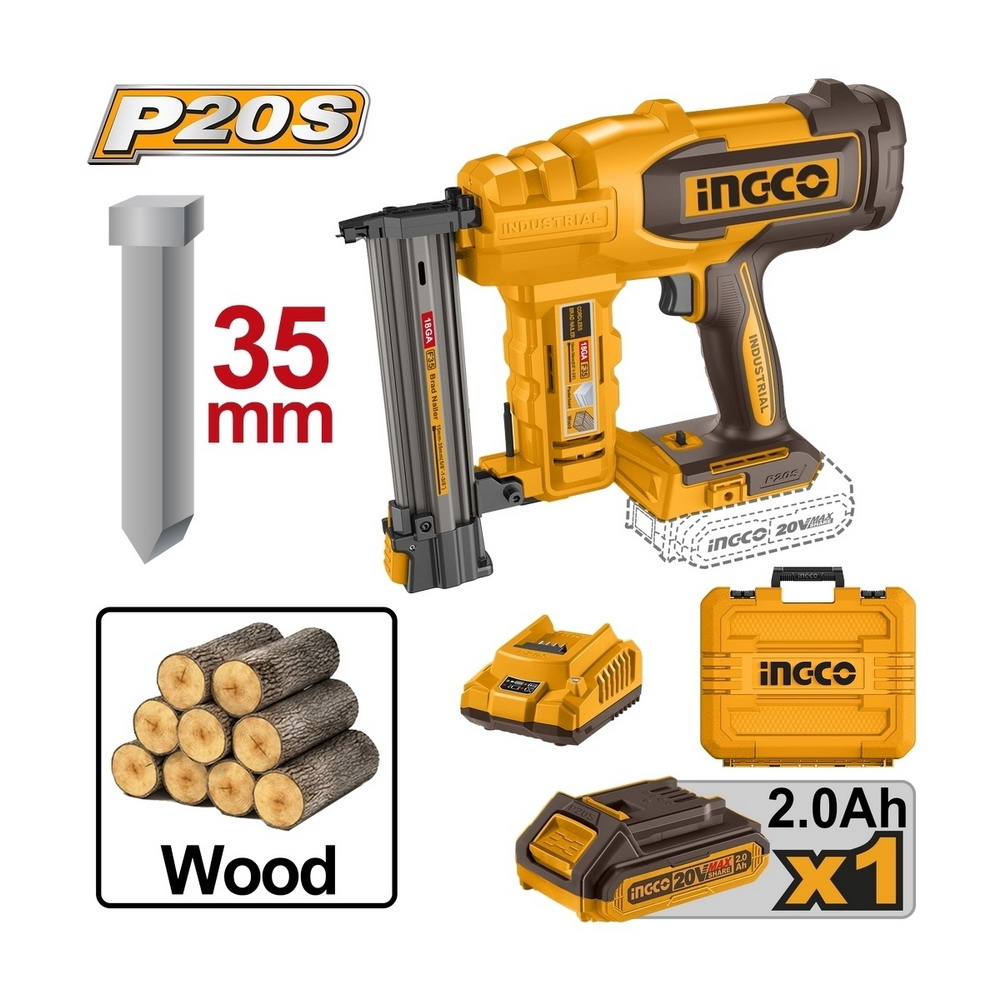 เครื่องยิงตะปูไร้สาย พร้อมแบตเตอรี่ INGCO รุ่น CBNLI2008_6