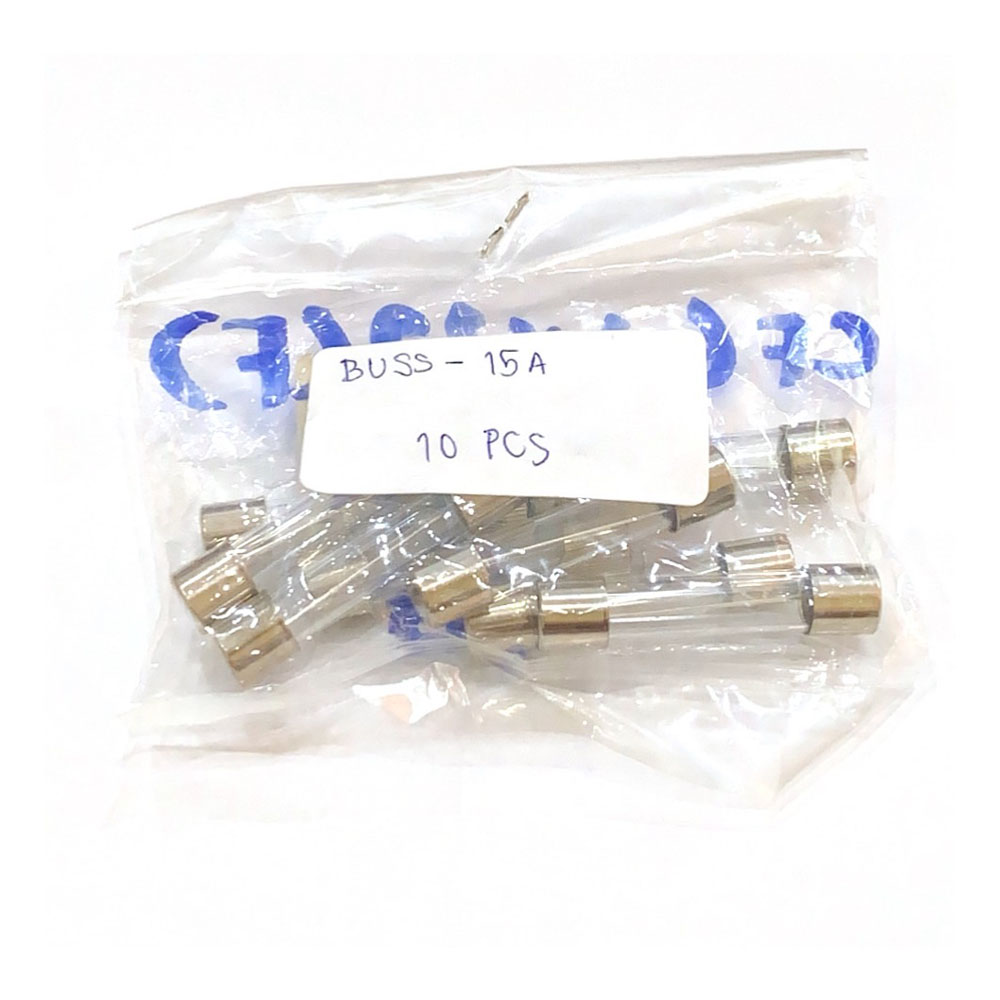 ฟิวส์หลอดแก้ว 15A ขนาด 32 มม (แพ็ก 10 ชิ้น) สีใส