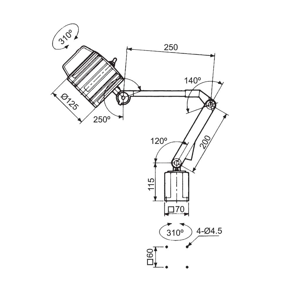 VERTEX VHL-300M โคมไฟฮาโลเจน แขนยาว 450 มิล กันฝุ่นกันน้ำ สำหรับเครื่องจักร IP65_01