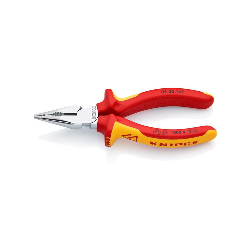 KNIPEX 08 26 145 คีมรวมปากแหลม เคลือบโครม ด้ามVDE 145 มม_1