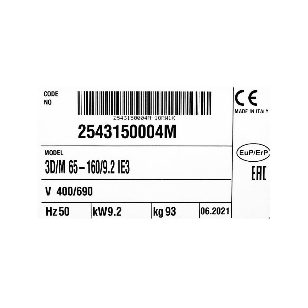 EBARA 3D 65-160-9-2 ปั๊มน้ำหอยโข่งเหล็กหล่อ 12-5HP_4