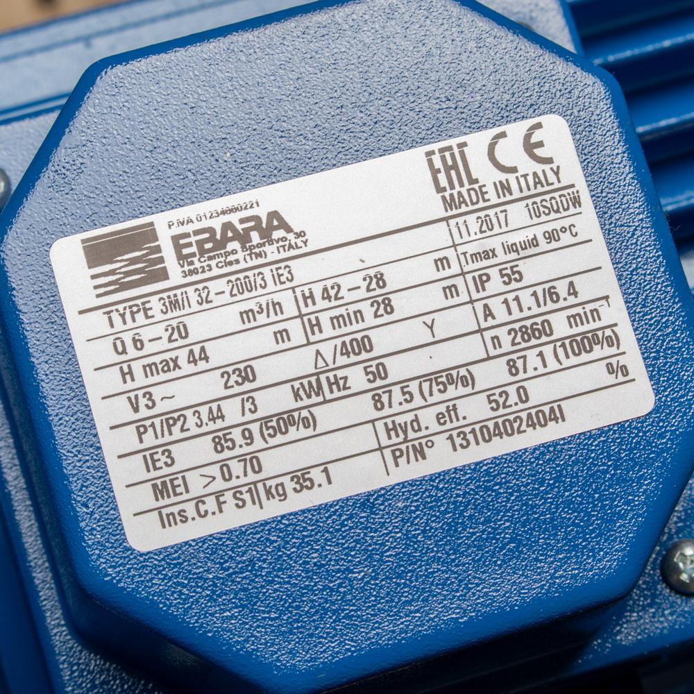 EBARA 3M 32-200-3-0 ปั๊มน้ำหอยโข่งแสตนเลส 4HP 380V_2