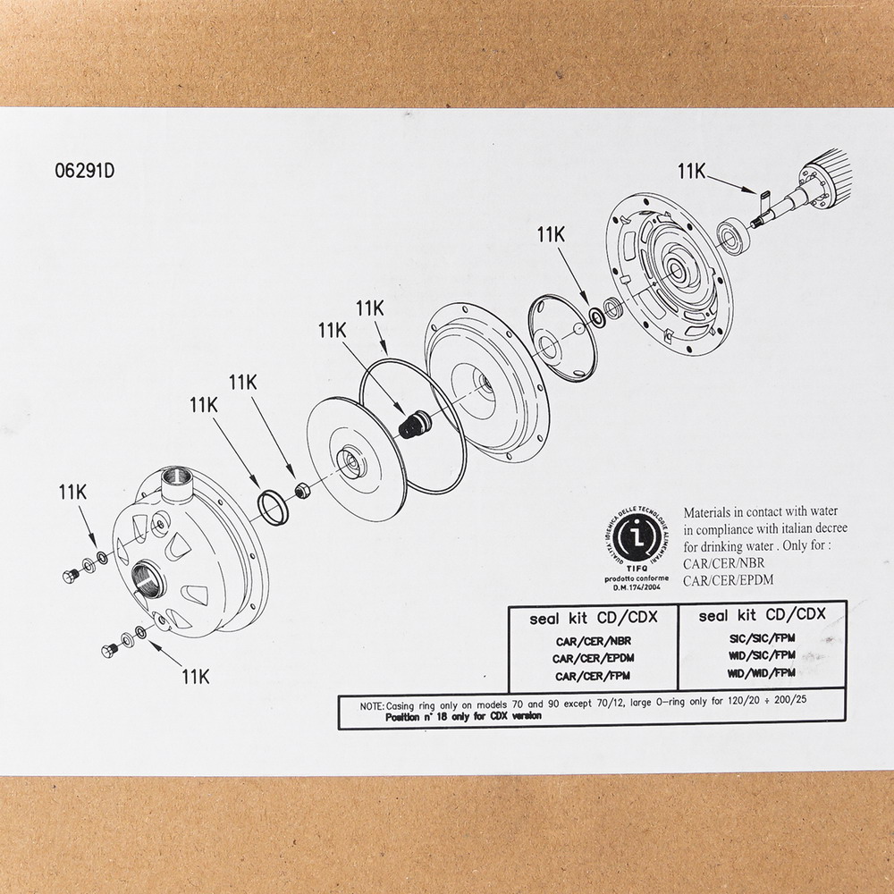EBARA อะไหล่ KIT HS VER สำหรับปั๊มหอยโข่งแสตนเลส รุ่น CDX120-07,-12,200-12,-2_1