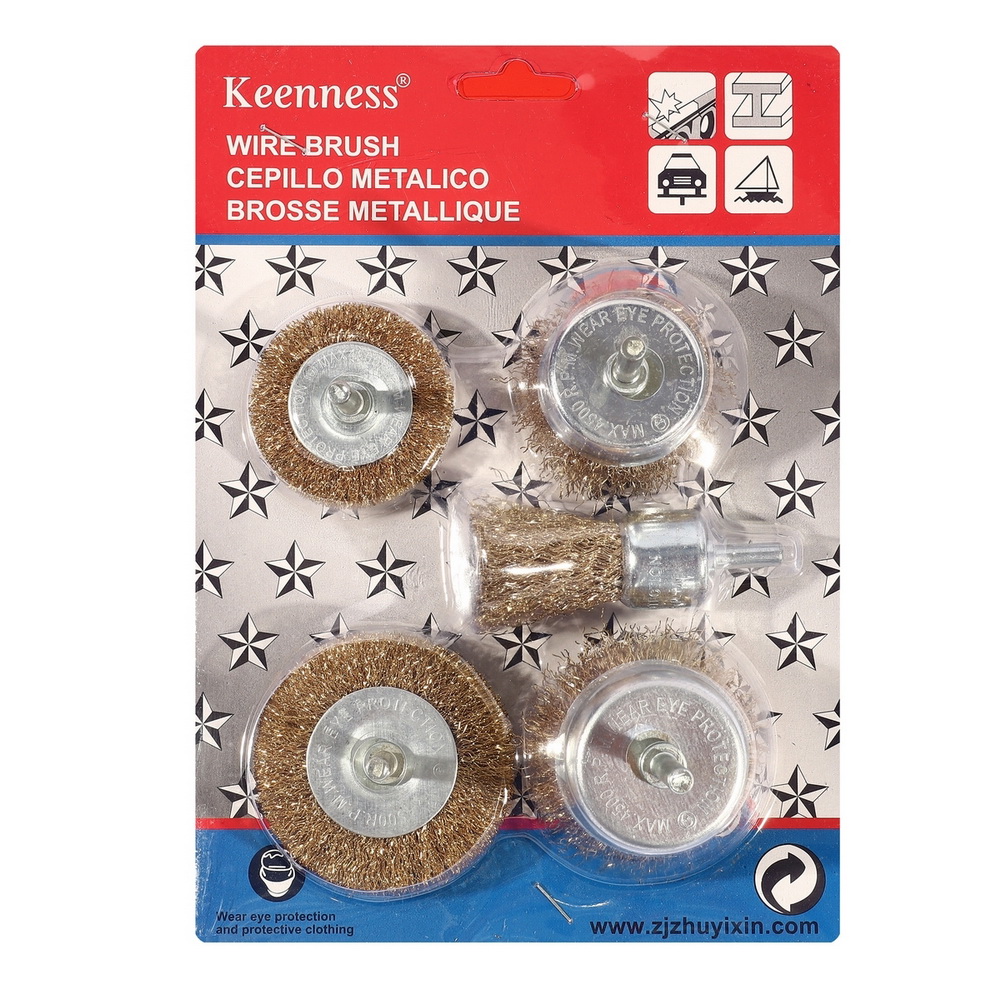 KEENNESS O123 แปรงลวดทองเหลืองชุด แกน 6 มิล 5 ชิ้น-ชุด_3