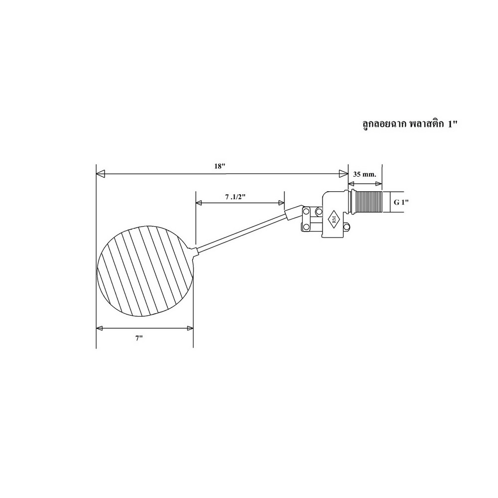 RM ลูกลอยฉาก พลาสติก 1 นิ้ว แหวนทองเหลือง+ไส้ทองเหลือง_5