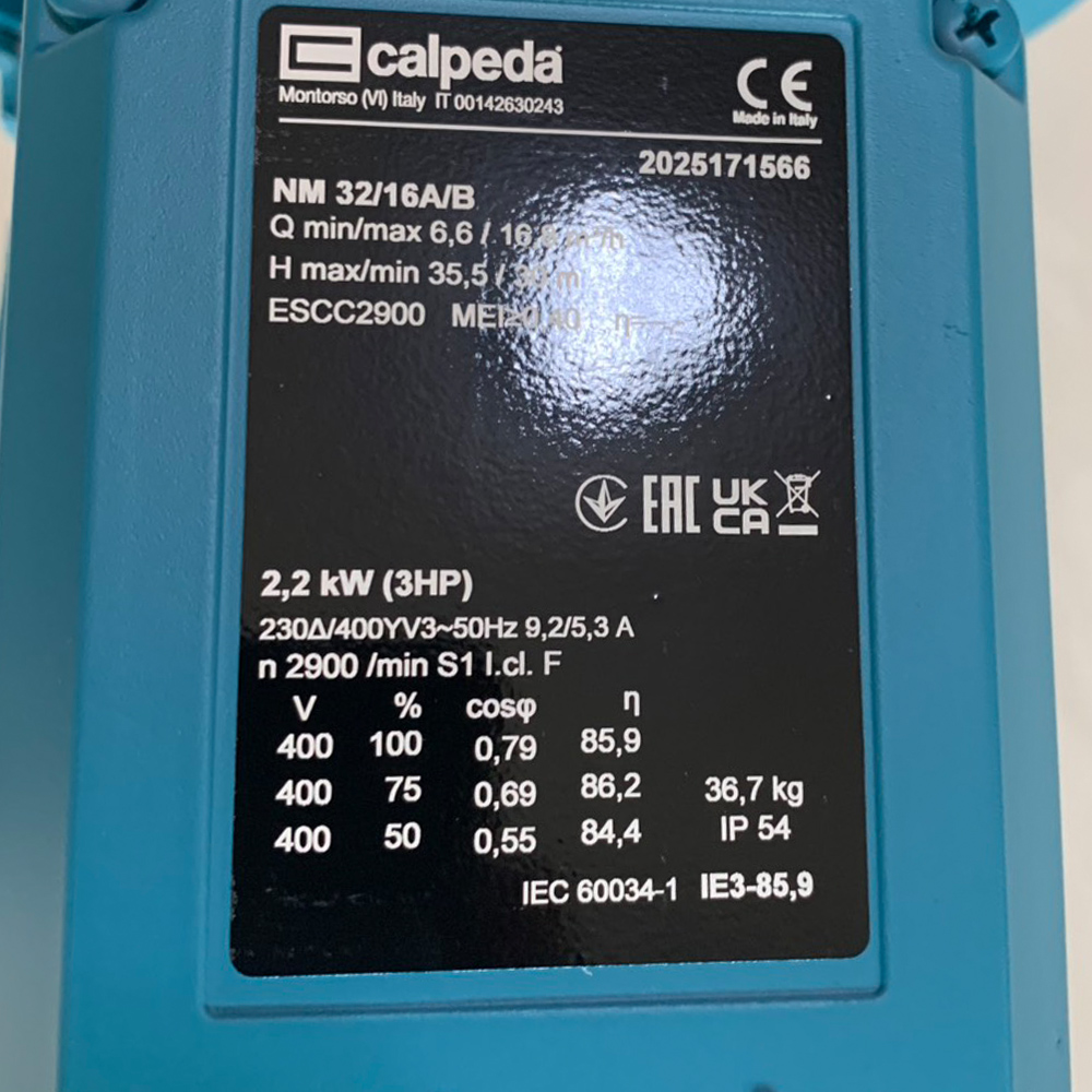 CALPEDA NM32-16A-B ปั๊มหอยโข่งหน้าแปลน 3HP 400V ท่อ 50x32MM_03