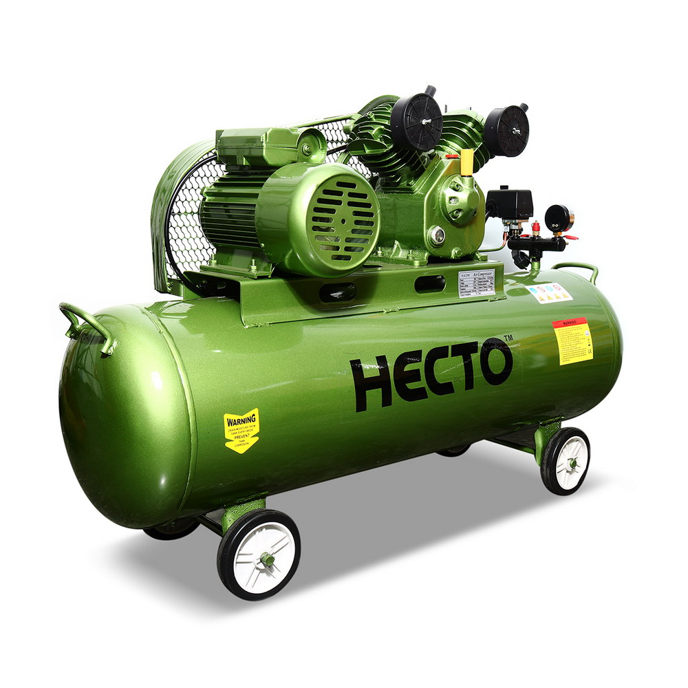 HECTO V-0-27-8 ปั๊มลมสายพาน 2 หัว มอเตอร์ 3HP 220V ถัง 150 ลิตร แรงดันลม 8 บาร์_1