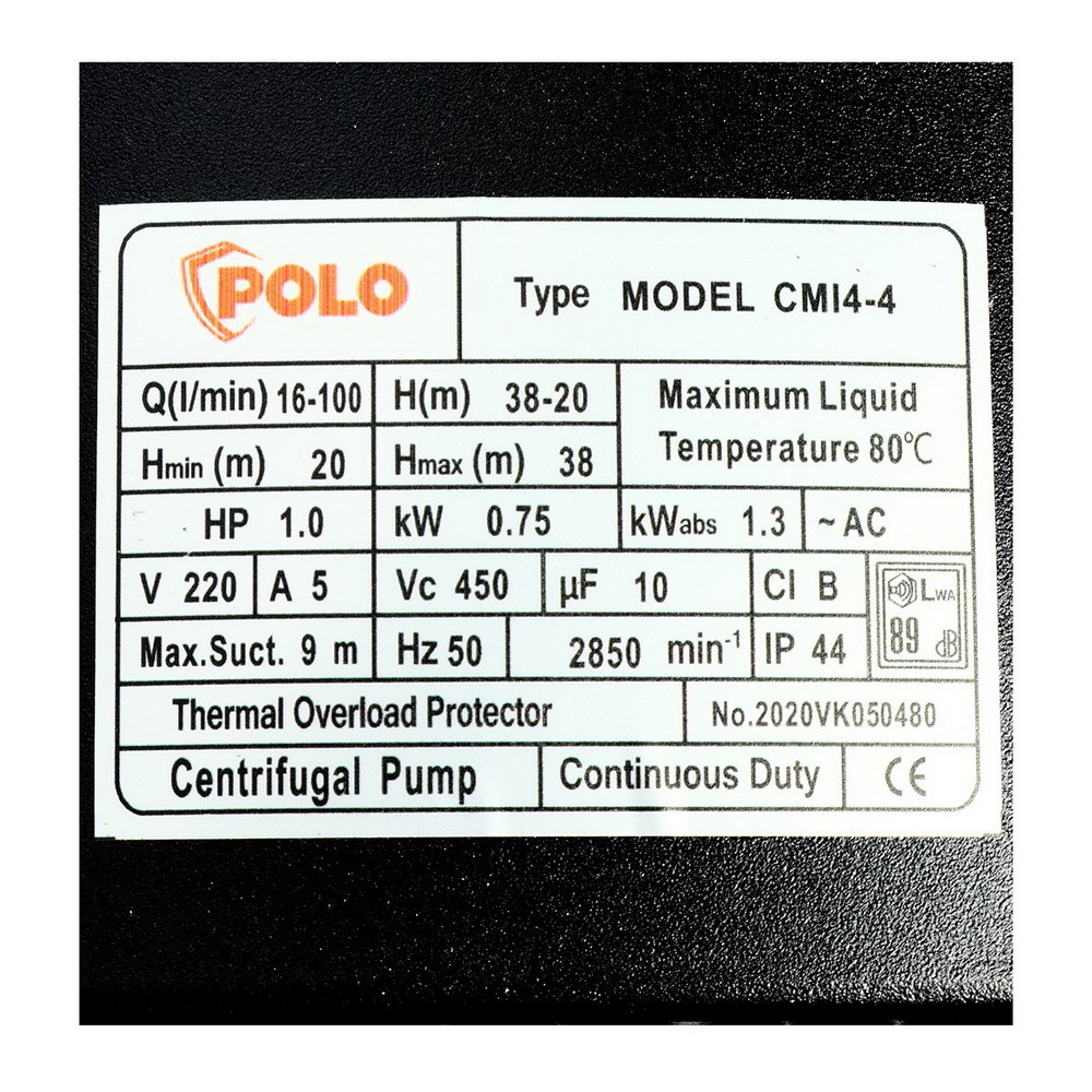 POLO CMI4-4 ปั๊มน้ำสแตนเลสหลายใบพัด 1HP 220V_1