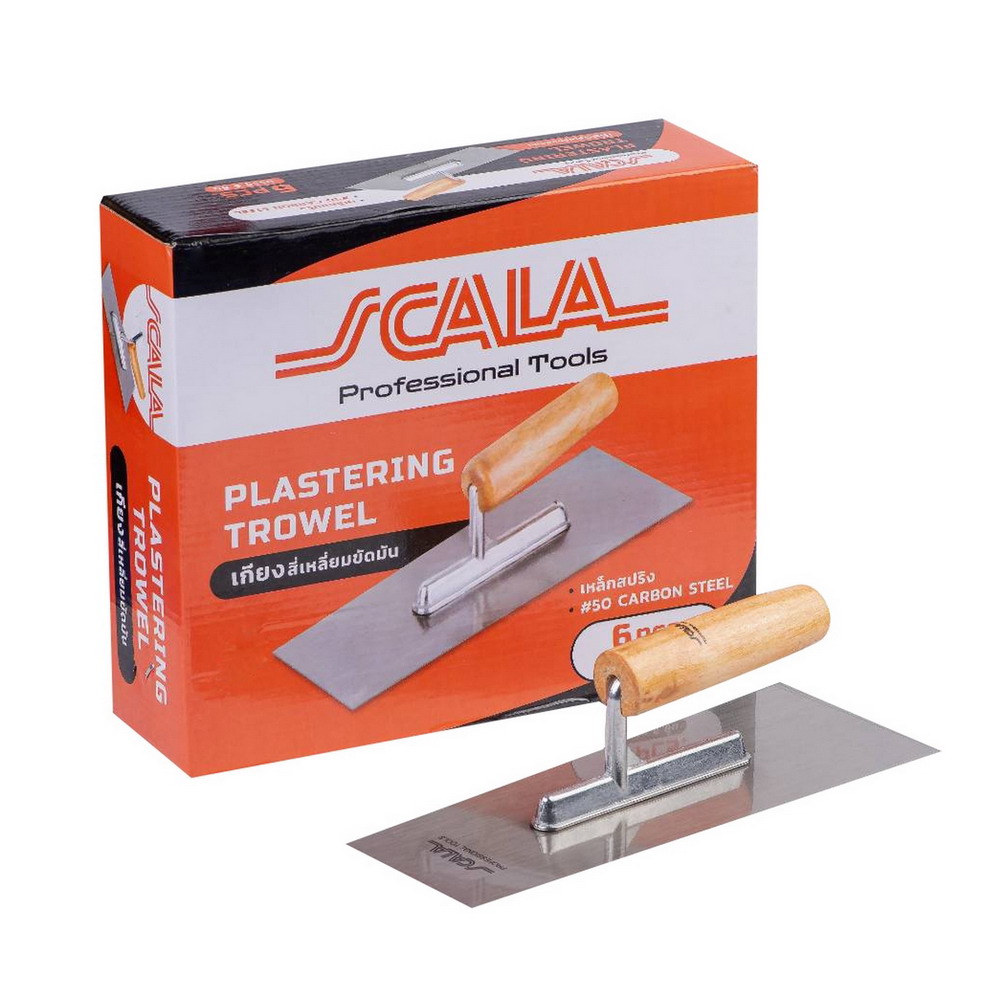 SCALA เกียงสี่เหลี่ยมขัดมัน 10 นิ้ว ผลิตจากเหล็กสปริง 350 Carbon ด้ามจับไม้ (6 ชิ้น)