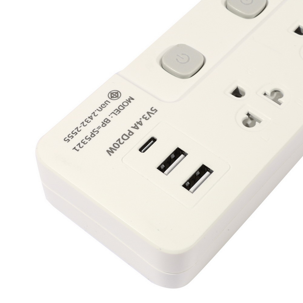 BLAUPUNKT BP-SP3321 รางปลั๊กไฟ 3 สวิตซ์ 3 ช่อง 2 USB 1 TYPE C 3 เมตร_1