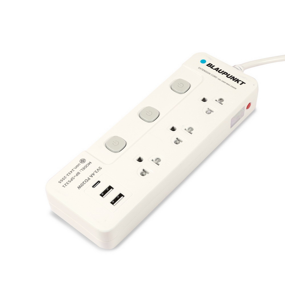 BLAUPUNKT BP-SP3321 รางปลั๊กไฟ 3 สวิตซ์ 3 ช่อง 2 USB 1 TYPE C 3 เมตร_6