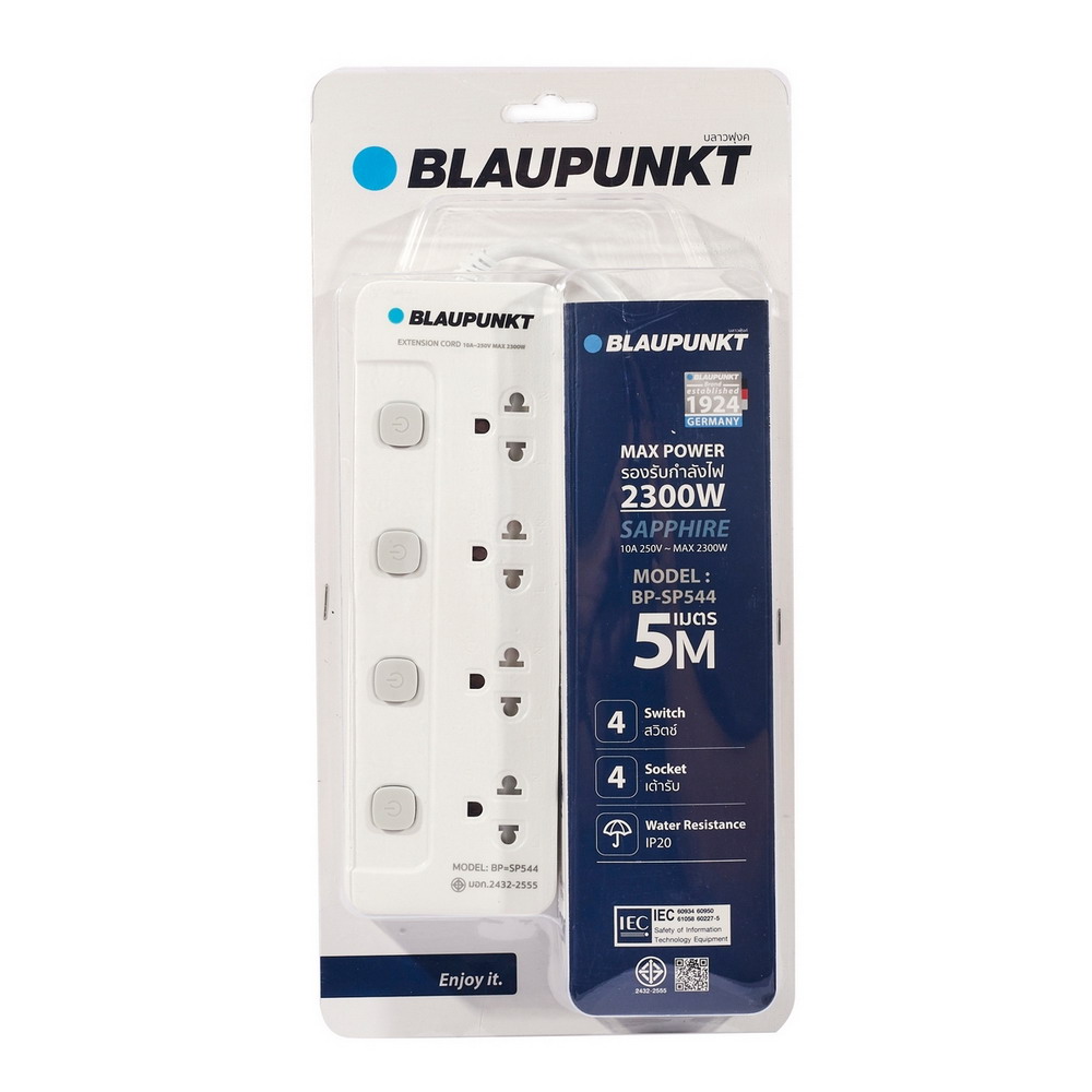 BLAUPUNKT BP-SP544 รางปลั๊กไฟ 4 สวิตซ์ 4 ช่อง 5 เมตร 2300W_3