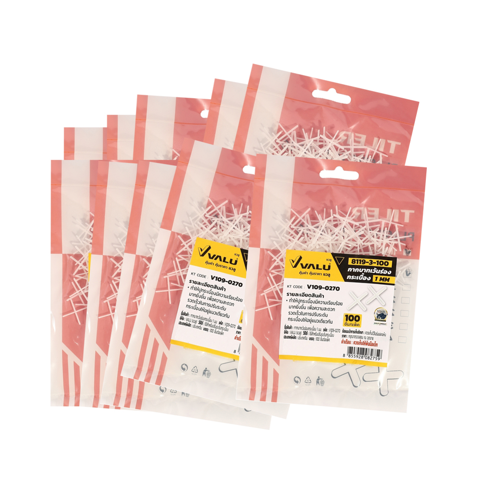 VALU 8119-3-100 กากบาทเว้นร่องกระเบื้องขนาด 1 มม (10 แพ็ค)_0