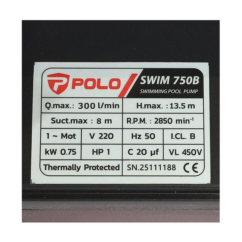 POLO SWIM 750B ปั๊มสระว่ายน้ำ 750W 220V ท่อ 1 นิ้ว_7