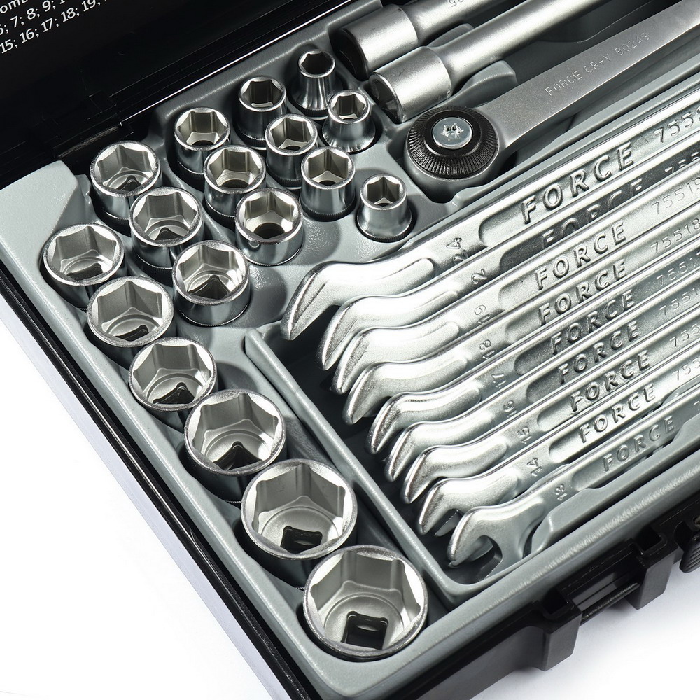 FORCE 4234B+5161 ชุดลูกบ๊อก 6PT 1-2- 23ชิ้น+ประแจแหวน 16ชิ้น_1