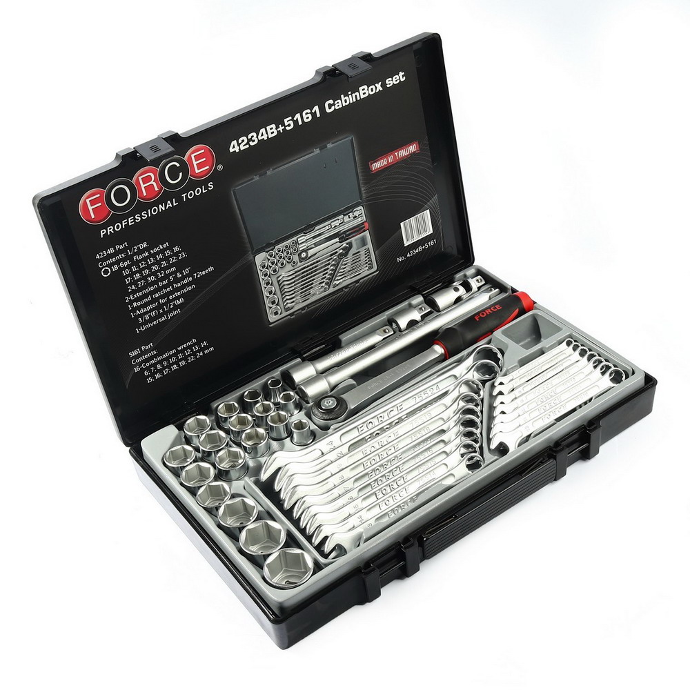 FORCE 4234B+5161 ชุดลูกบ๊อก 6PT 1-2- 23ชิ้น+ประแจแหวน 16ชิ้น_4