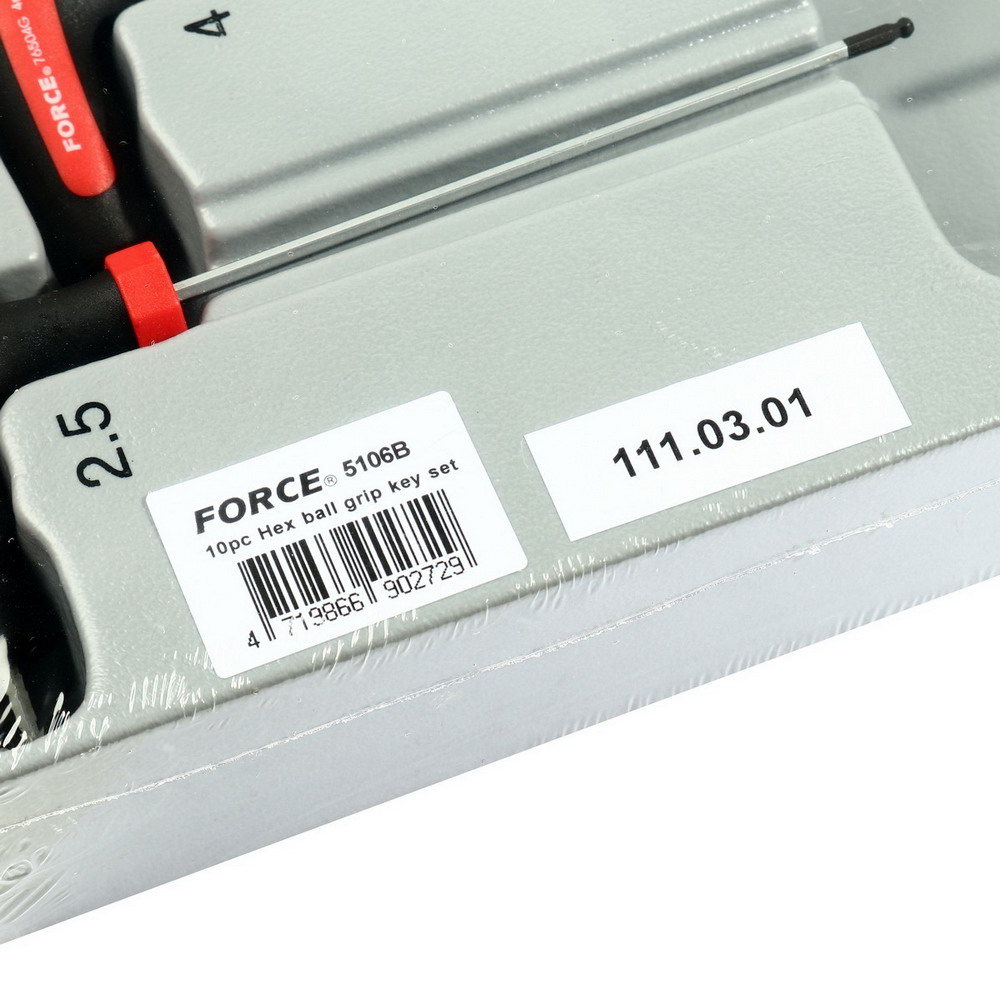 FORCE 5106B ชุดประแจหกเหลี่ยม+บอล 10ชิ้น ถาดPVC_1