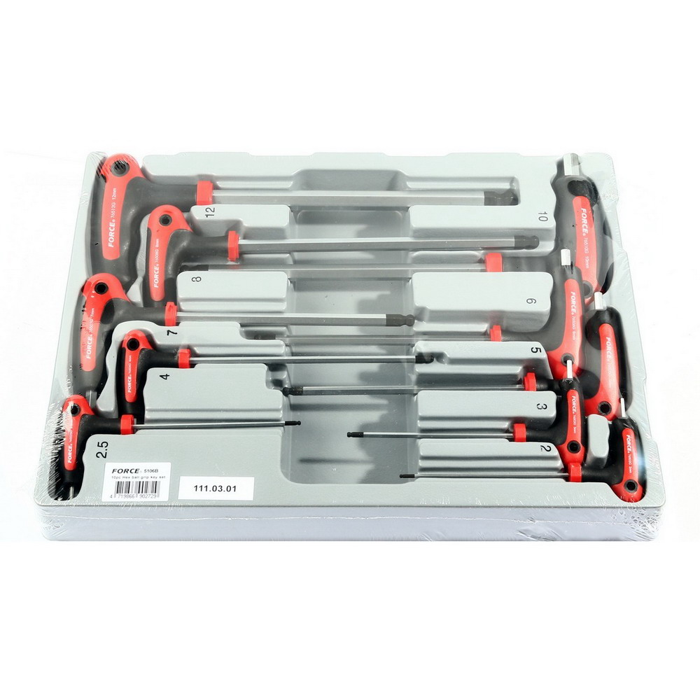 FORCE 5106B ชุดประแจหกเหลี่ยม+บอล 10ชิ้น ถาดPVC_3