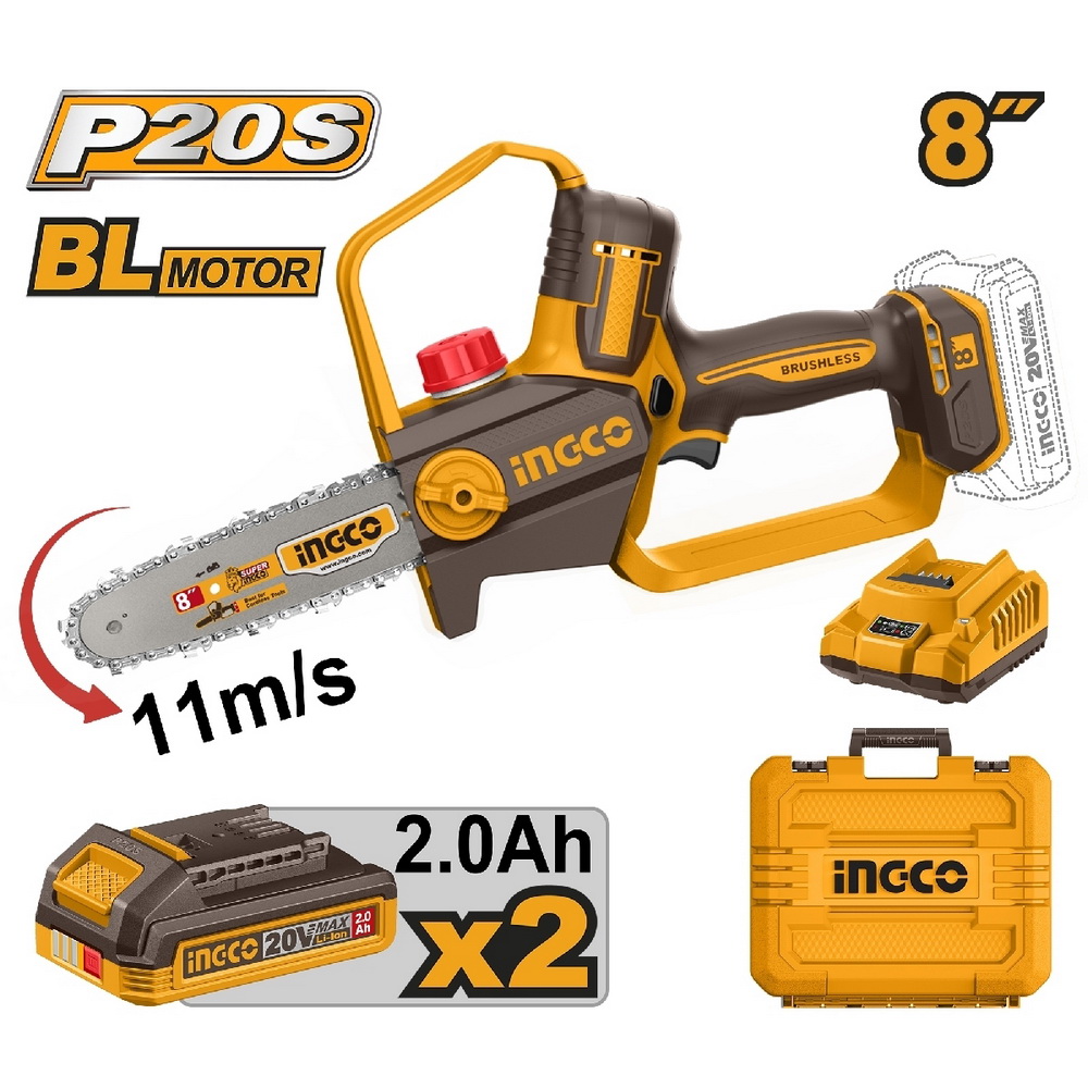INGCO CGSLI20851 เลื่อยโซ่ไร้สาย 20V 8 นิ้ว_6