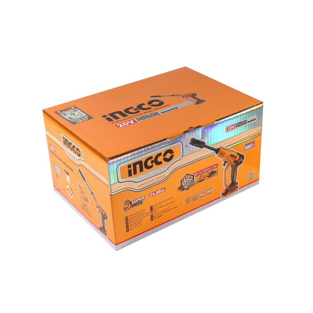INGCO CPWLI20362 ปืนฉีดน้ำแรงดันสูงไร้สาย 20V 24-8 บาร์ ระบบหยุดอัตโนมัติ_6