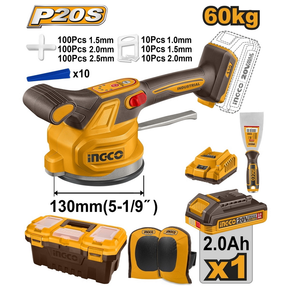 INGCO CTVLI20018 เครื่องดูดสั่นกระเบื้องไร้สาย 20V แรงดูดกระเบื้องสูง 60 กก_8