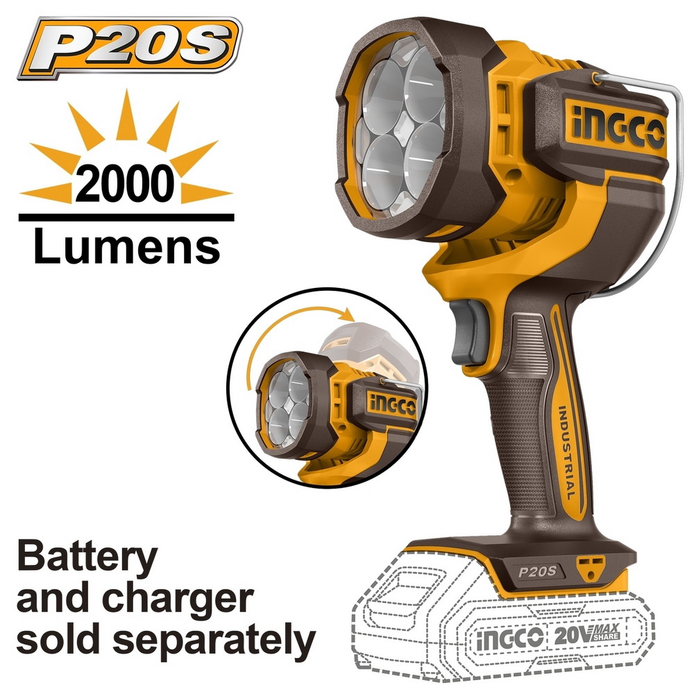INGCO CWLI2088 ไฟฉายไร้แบตเตอรี่ 20V กำลังไฟ LED 22-5W_1