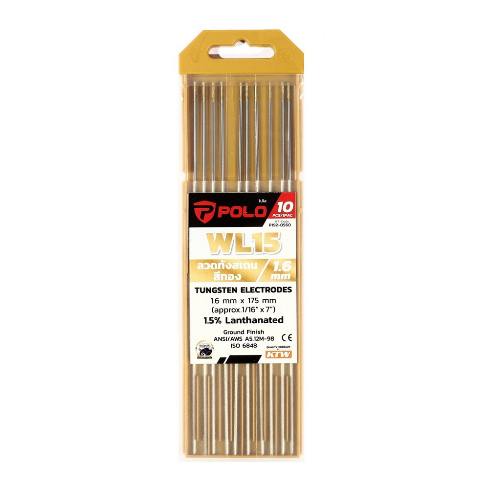 POLO ลวดทังสเตนสีทอง 1-6 X 175 มม 1-5% Lanthanated (WL15) 10 ชิ้น-แพ็ค_1