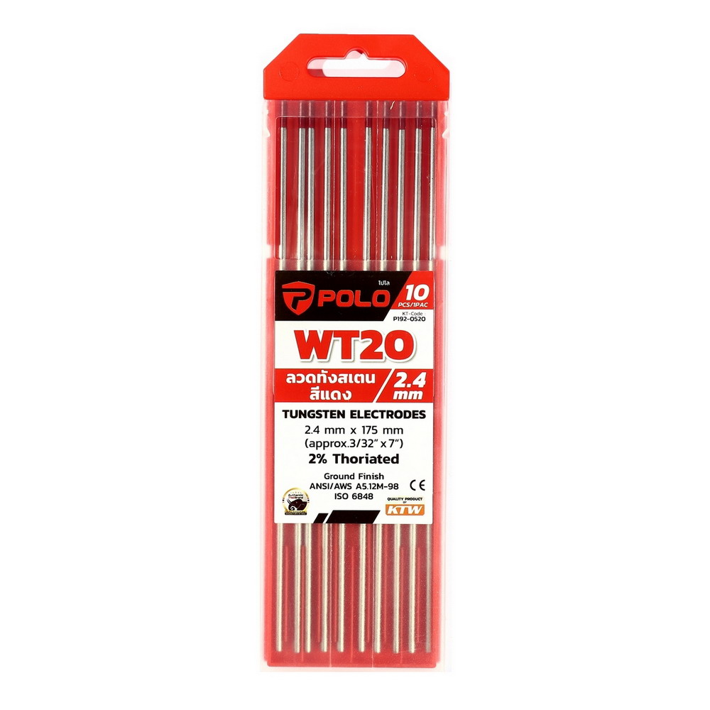 POLO ลวดทังสเตนสีแดง 2-4 X 175 มม 2% Thoriated (WT20) 10 ชิ้น-แพ็ค_5