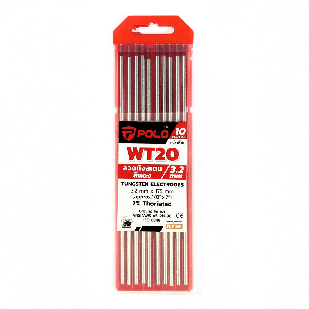 POLO ลวดทังสเตนสีแดง 3-2 X 175 มม 2% Thoriated (WT20) 10 ชิ้น-แพ็ค_5