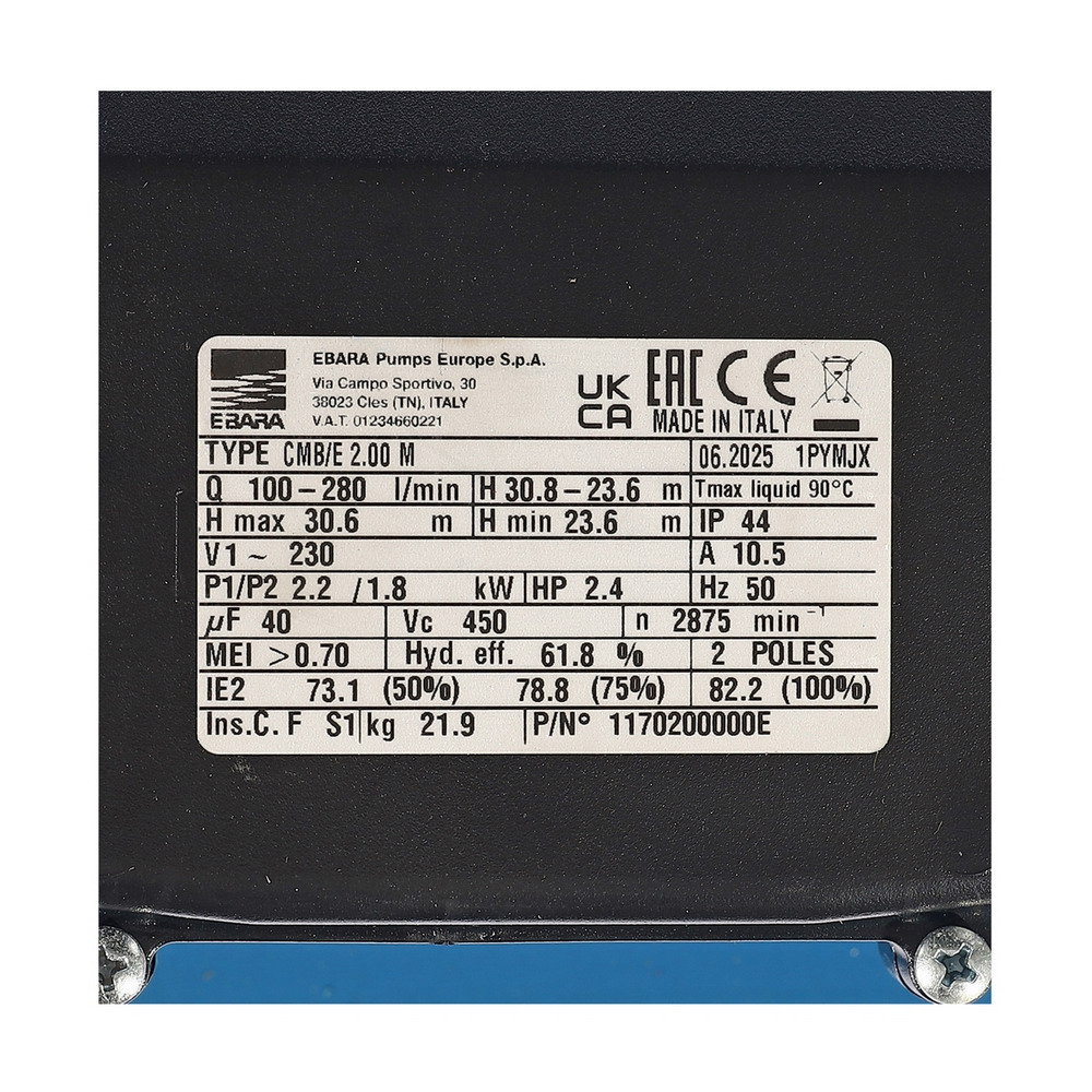 EBARA CMB-E 2-00M (IE2) ปั๊มหอยโข่ง 2HP 230V_4