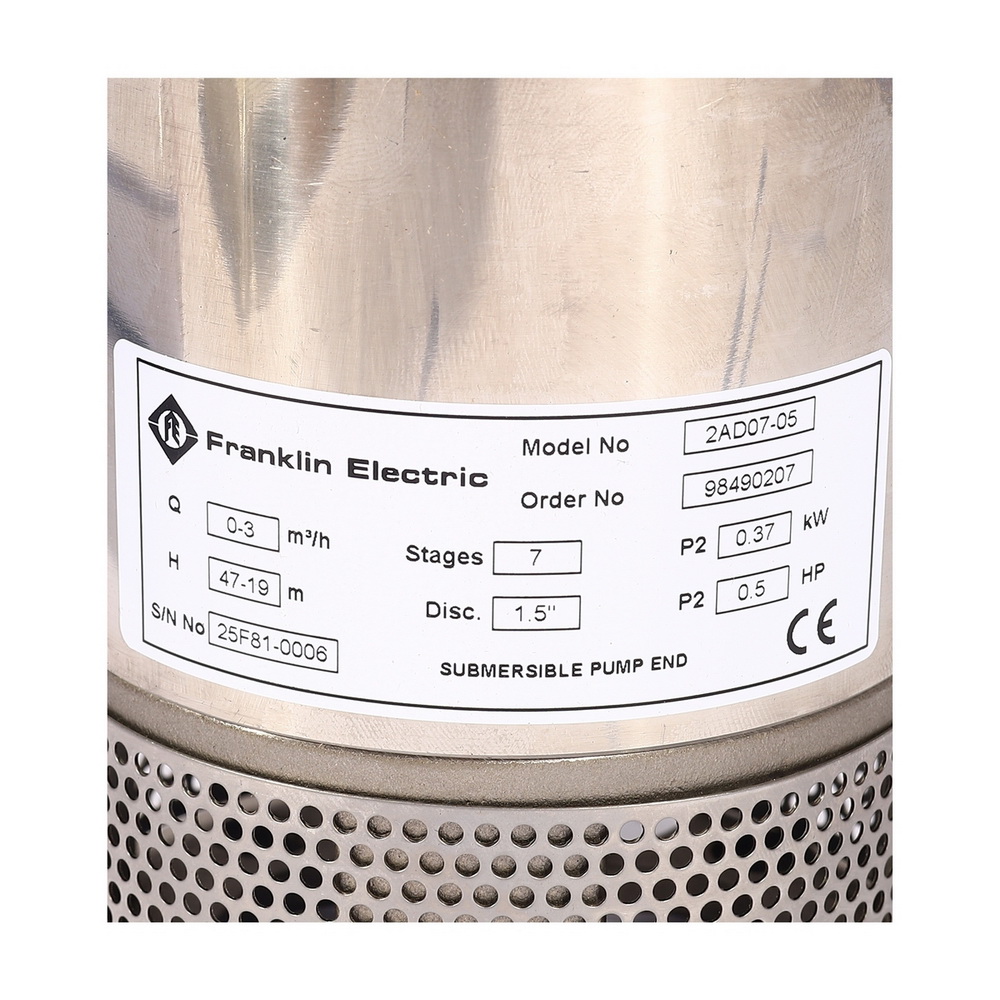 FRANKLIN 2AD07-05 เฉพาะหัวปั๊มบาดาล 4 นิ้ว 0-5HP 7 ใบพัด_3